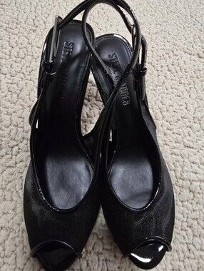 Steve Madden Black Peep-Toe Slingback Heels